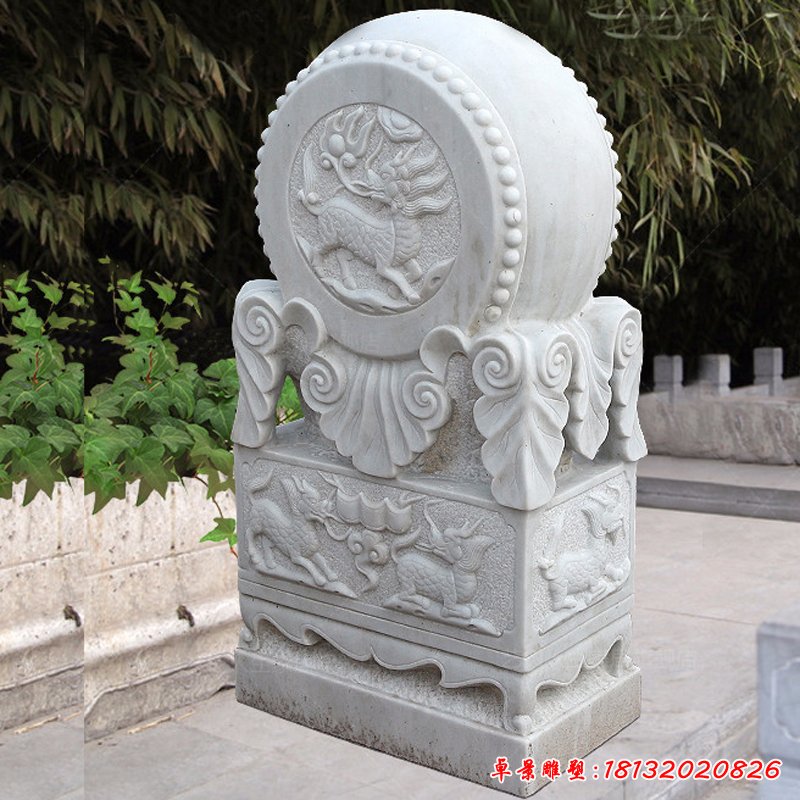 汉白玉辟邪抱鼓石 (2)