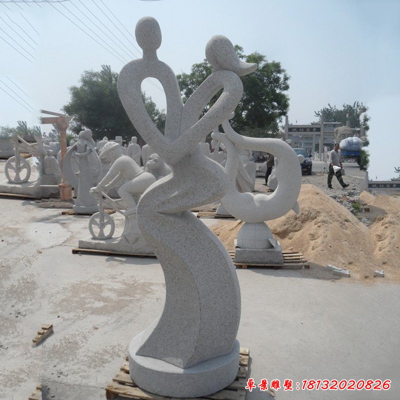 情侣石雕，抽象情侣石雕，公园小品石雕