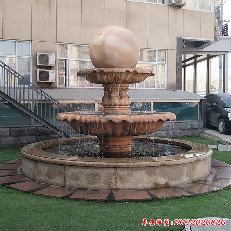 大理石双层风水球   石雕广场景观摆件 (5)
