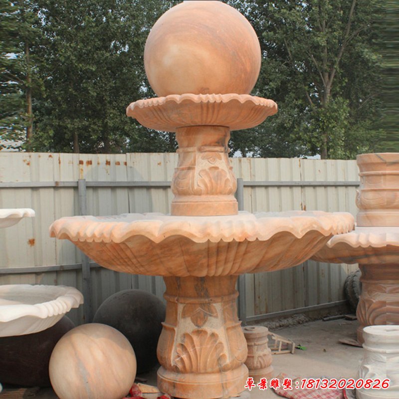 大理石双层风水球   石雕小区景观 (2)