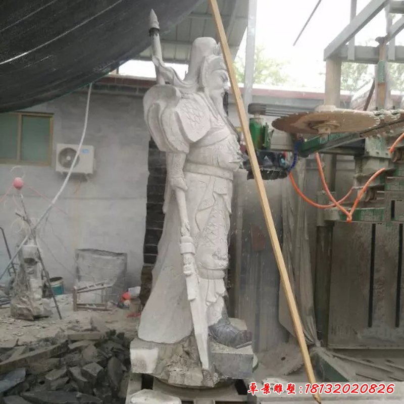 关公石雕，关帝石雕，大理石关公雕塑 (2)