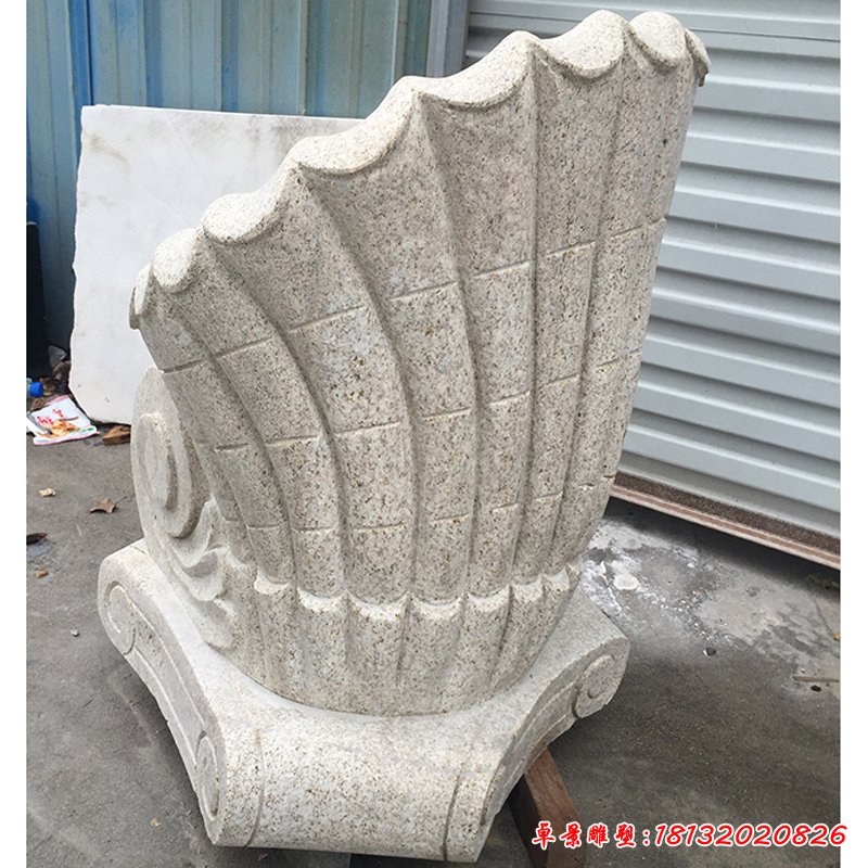 大理石喇叭花盆  石雕小区景观摆件 (4)