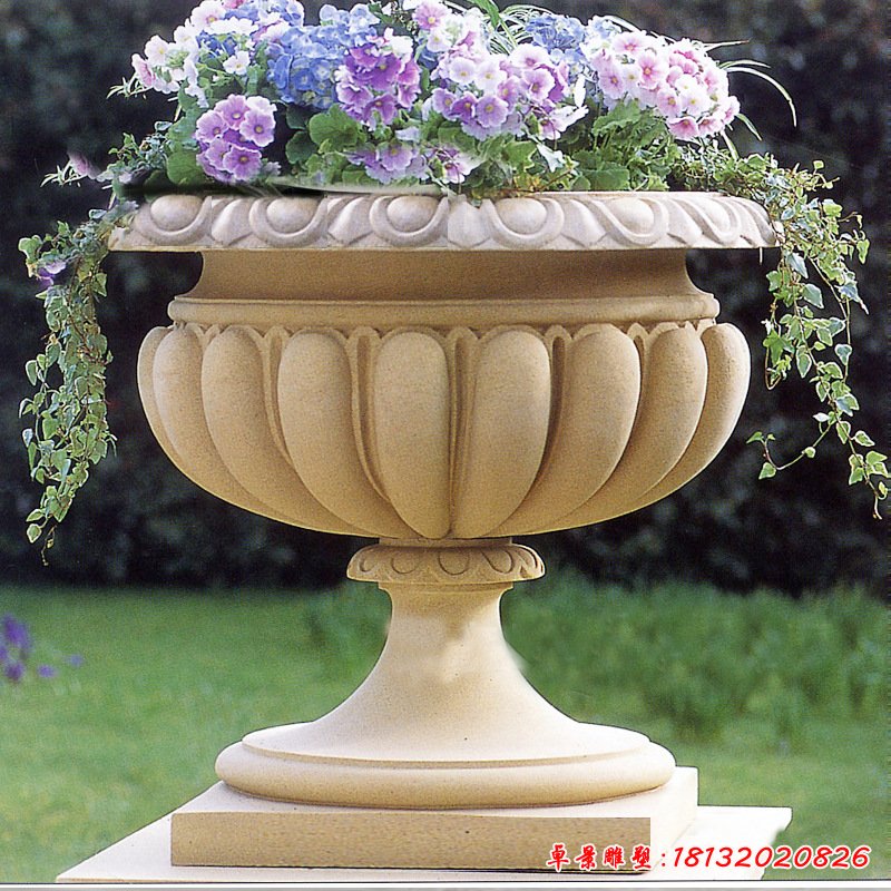 厂家直销 石雕花盆公园广场户外景观装饰 花盆定制庭院门口摆件119546