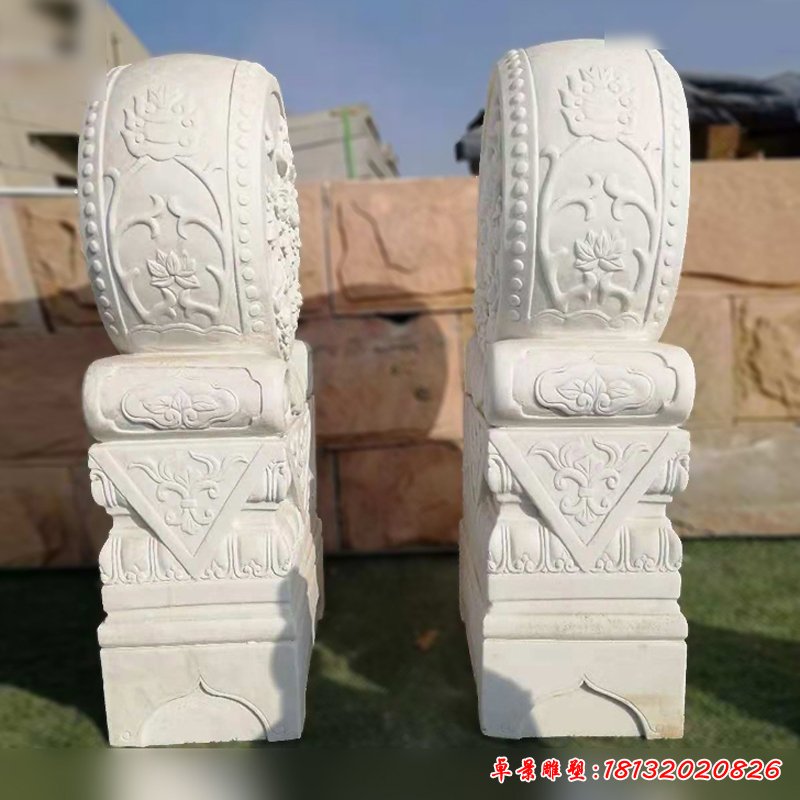 汉白玉抱鼓石雕塑，庭院景观雕塑