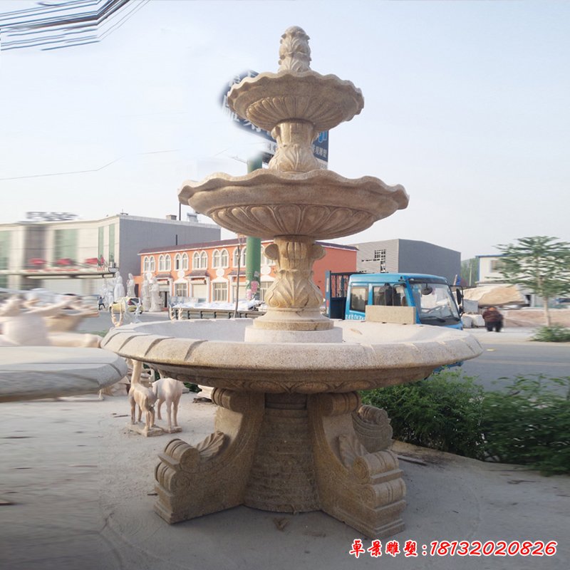广场石雕喷泉，欧式喷水盆 (2)