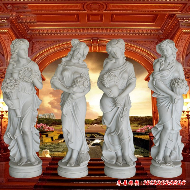 汉白玉四季神，景观人物石雕 (2) - 副本