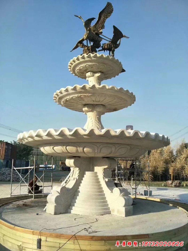 大型仙鹤喷泉石雕 (2)