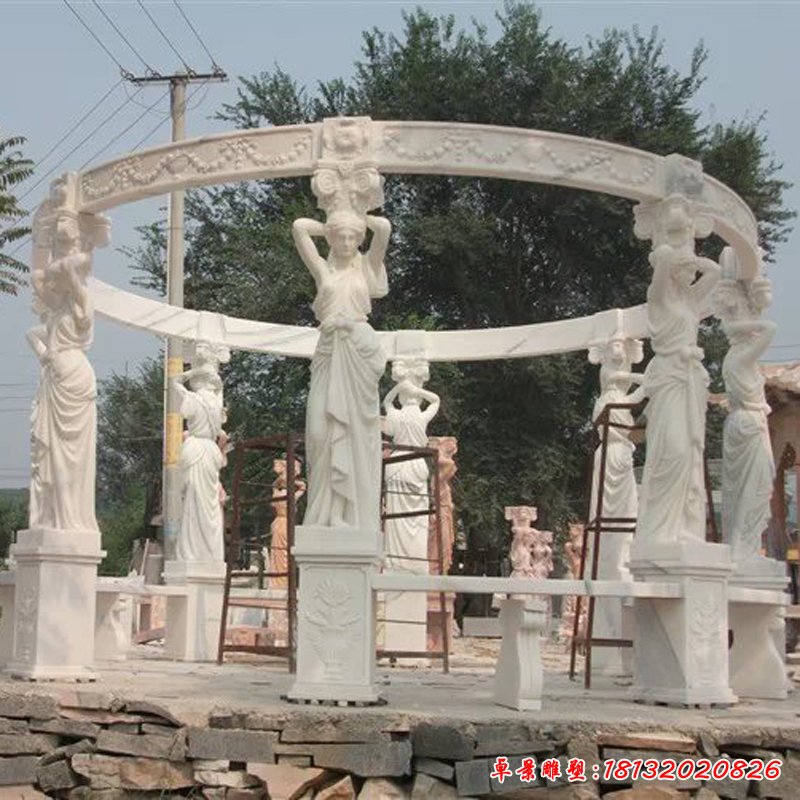 欧式圆形无顶石凉亭 (29)