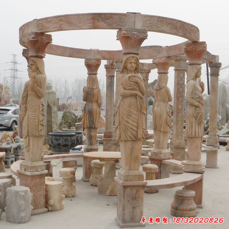 欧式圆形无顶石凉亭 (28)