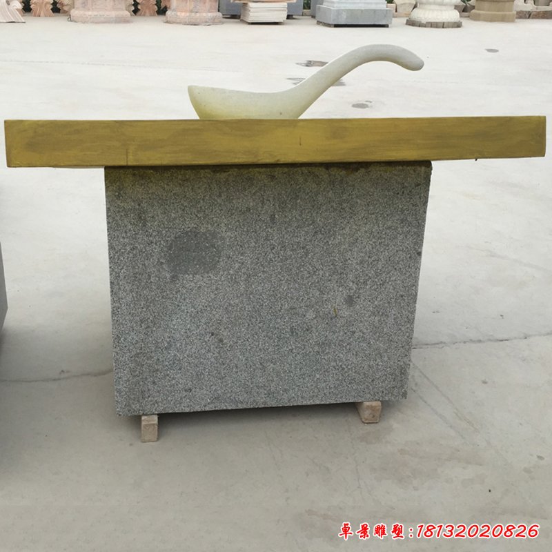 大理石太极桌 石雕广场景观摆件 (1)