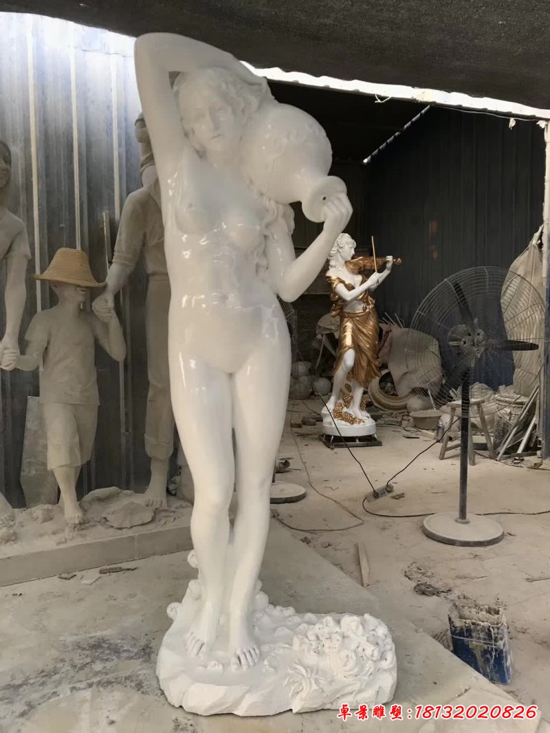 美女抱罐人物石雕 (1)