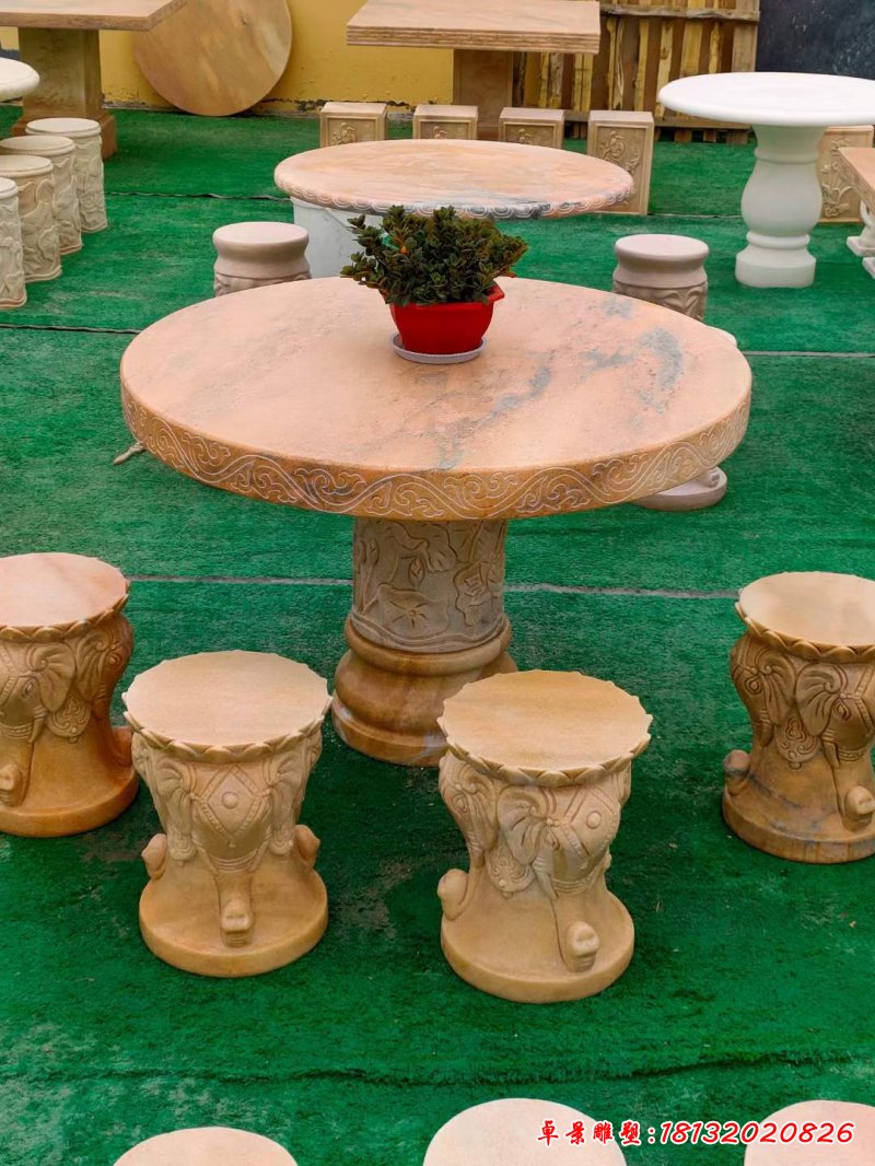 庭院 圆形石桌凳 (5)