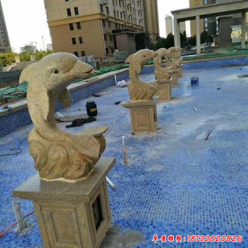石雕小区海豚雕塑_副本