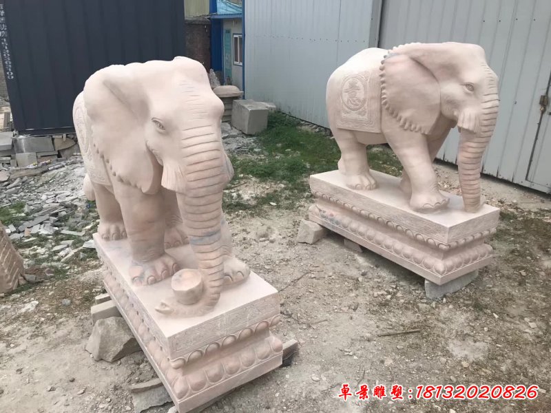 石雕吉祥动物大象雕塑 (1)