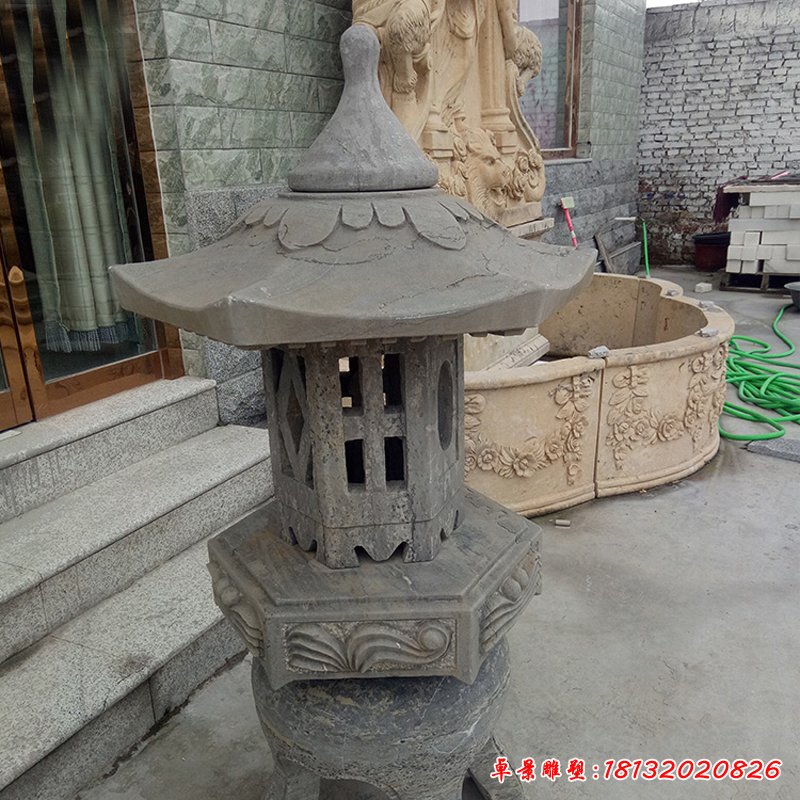 青石宫灯   石雕小区景观摆件 (3)