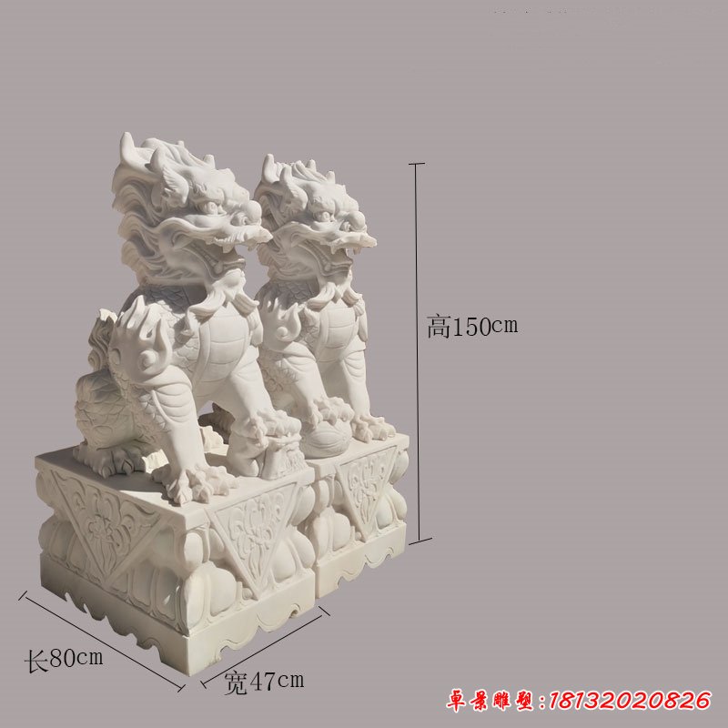 sku图片-汉白玉龙爪麒麟高150cm一对_副本
