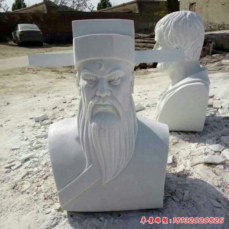 包公石雕，大理石古代人物胸像雕塑