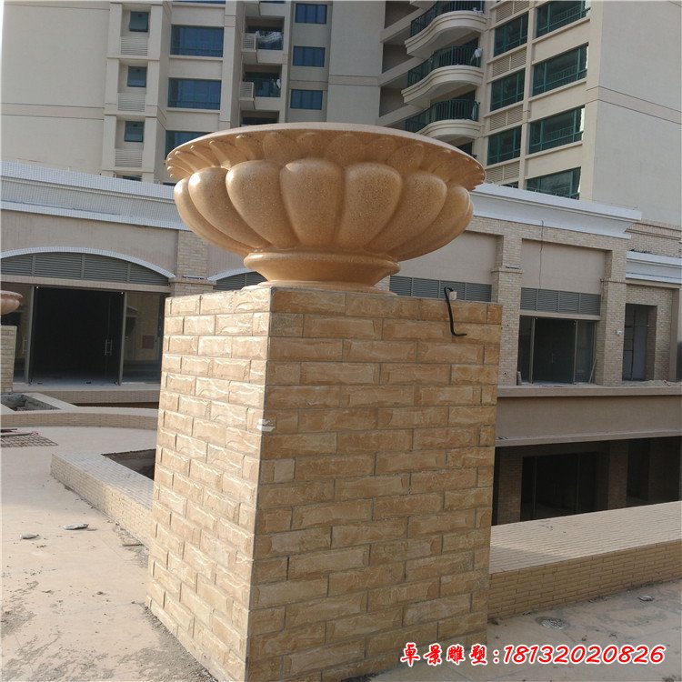 玻璃钢工艺仿石效果花盆城市广场景观雕塑特色花盆摆件117281