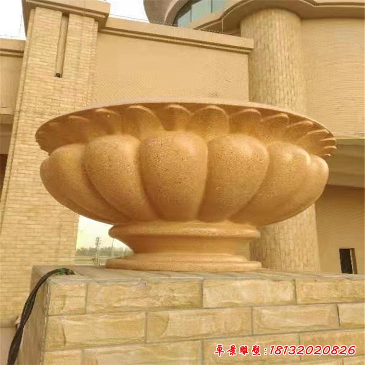 玻璃钢工艺仿石效果花盆城市广场景观雕塑特色花盆摆件117282