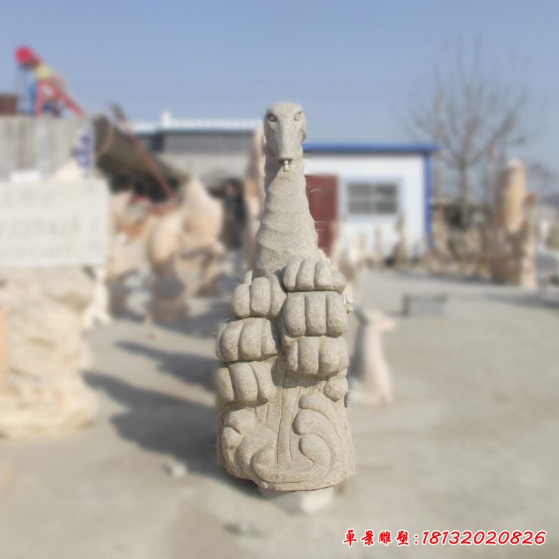 海马石雕，大理石喷水海马雕塑 (2)