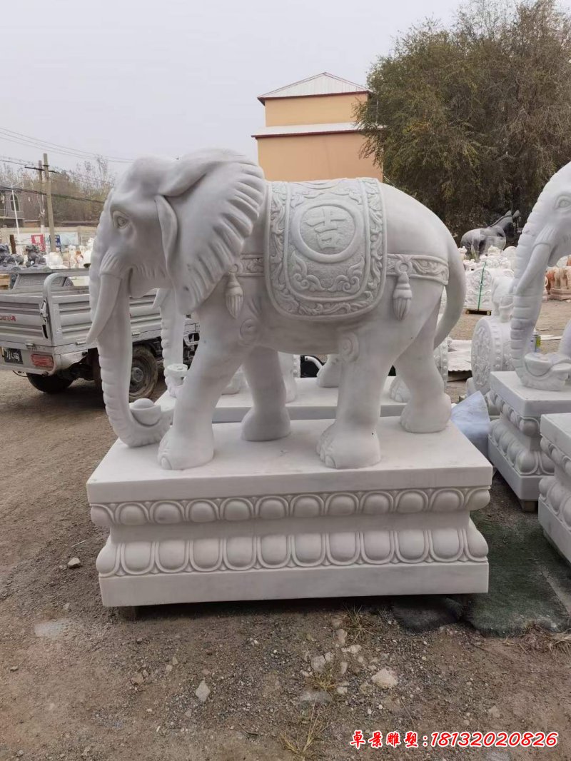 吉祥大象动物石雕 (2)