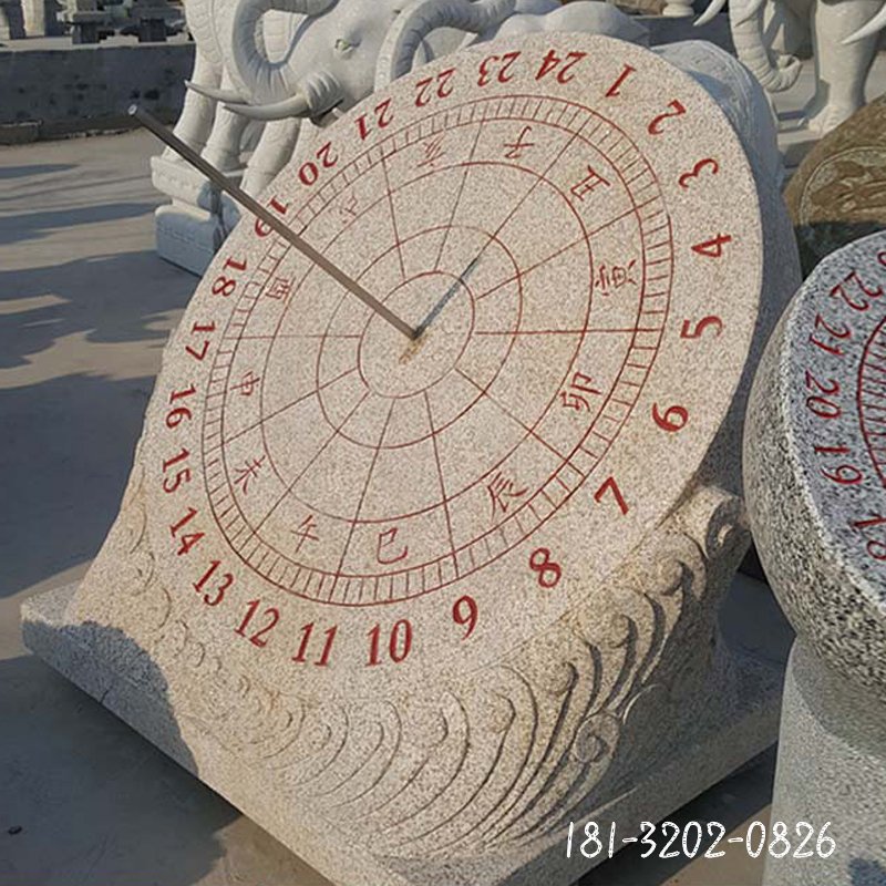 日语汉白玉校园日晷 学校景观石雕 (4)