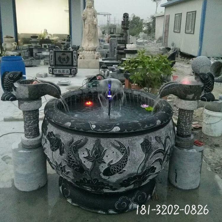 家东起雕塑    来图定制 石雕流水摆件青石鱼缸花盆  户外庭院仿古石槽室内水景观赏 养鱼水池19583539