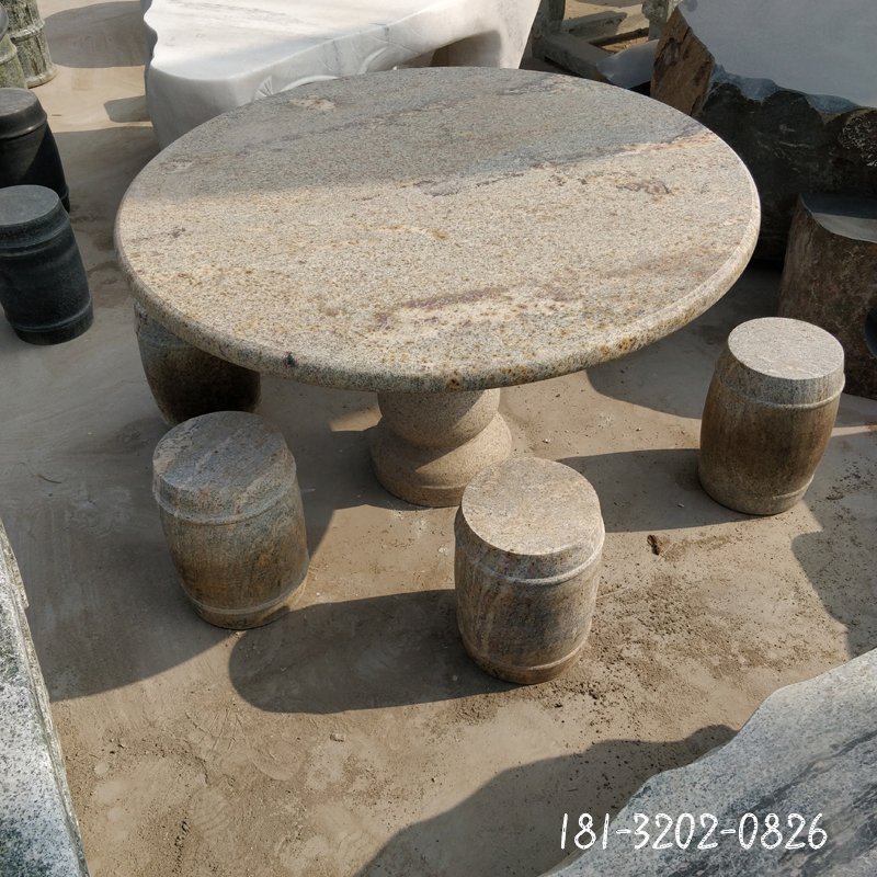 仿古桌凳石雕，石雕圆桌凳