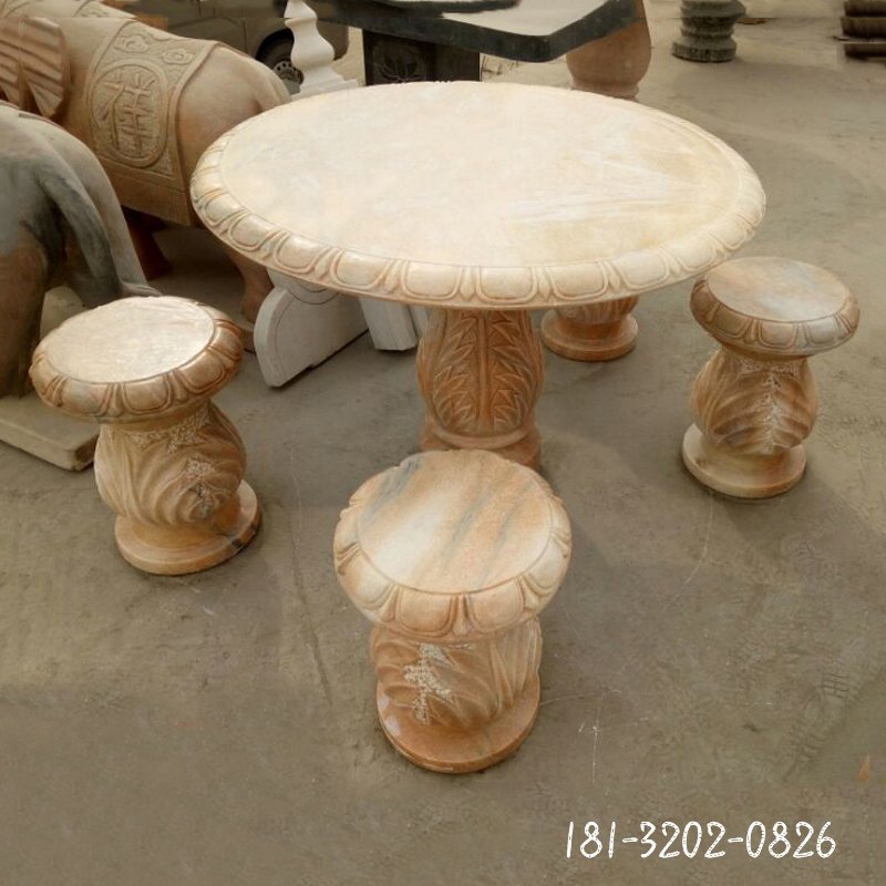 大理石桌椅  石雕小区景观雕塑 (1)