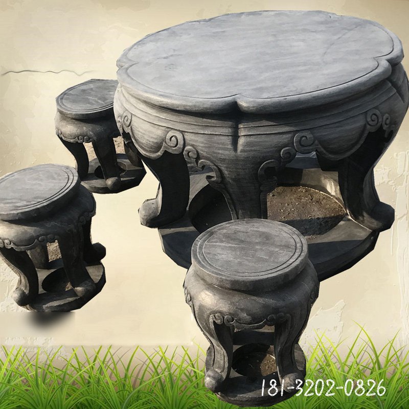 大理石祥云桌凳  石雕公园景观雕塑