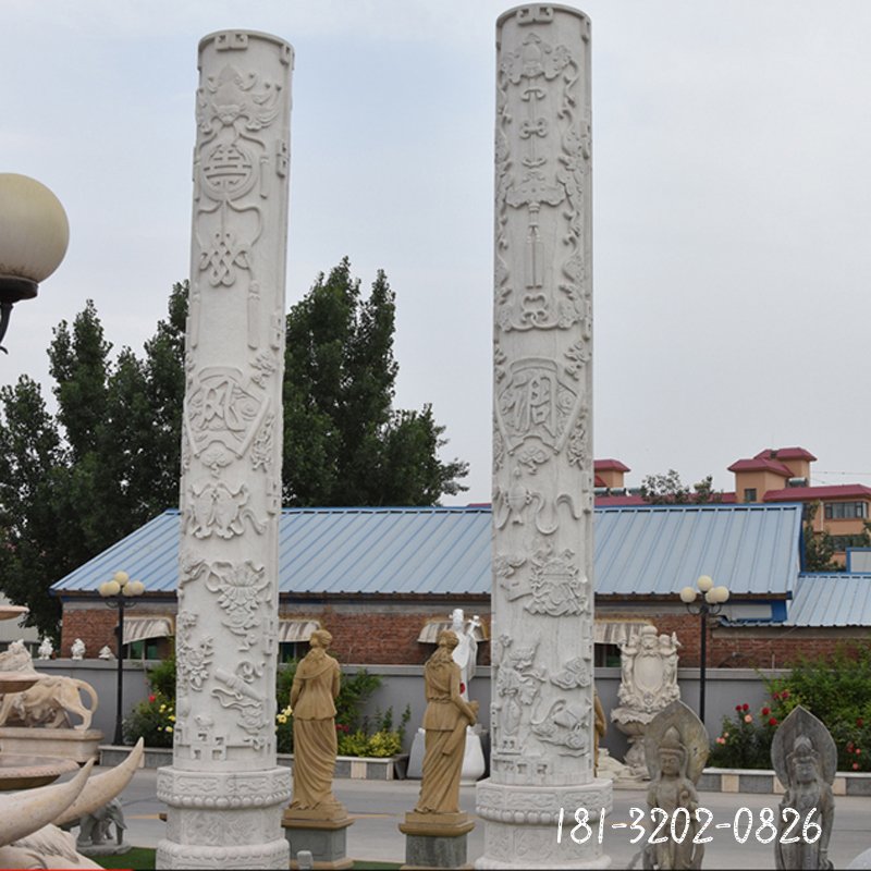 大理石雕刻石柱   石雕广场景观摆件