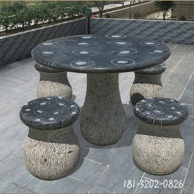 大理石桌凳，圆形石桌凳 (3)