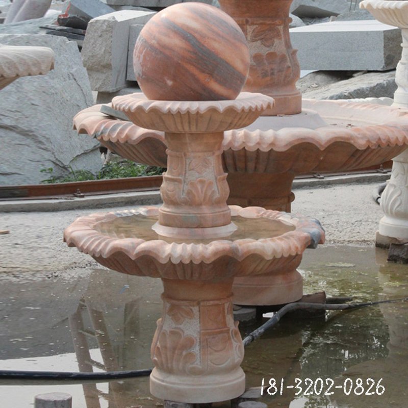 大理石小型风水球  石雕别墅景观摆件