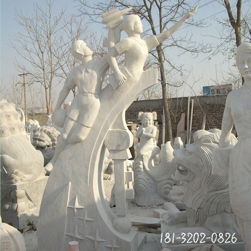 飞向明天石雕，校园人物石雕