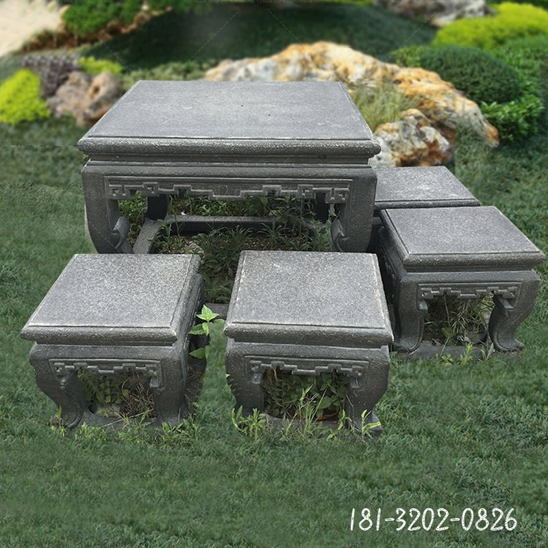 园林景观摆件，方形石桌凳