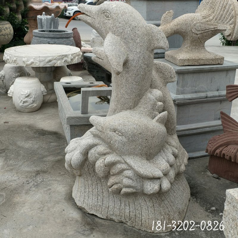 大理石鲸鱼   石雕公园动物摆件 (5)