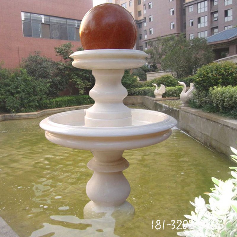 汉白玉双层风水球  石雕公园景观摆件 (2)