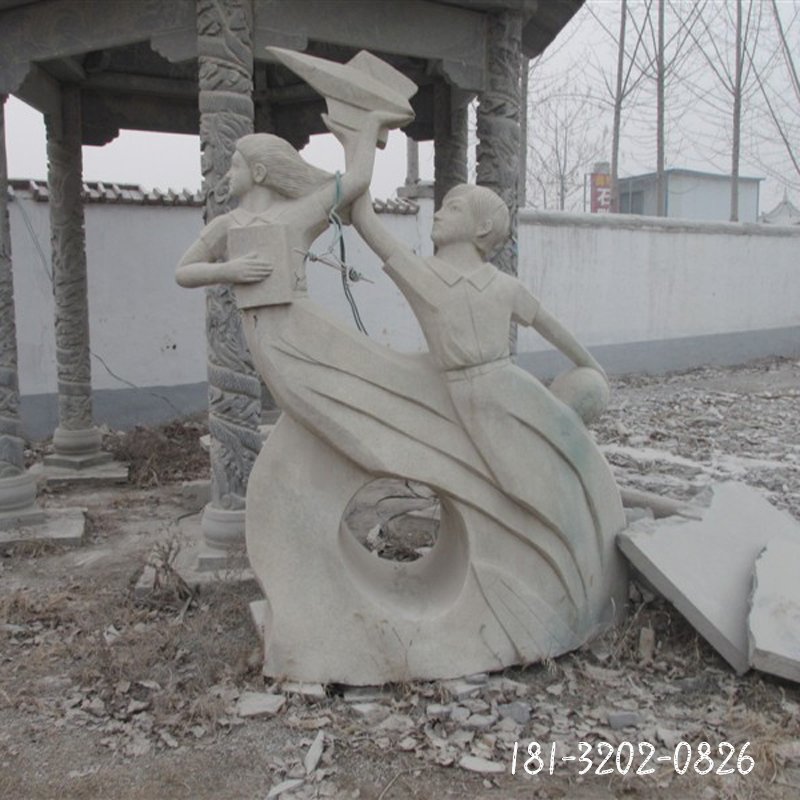 飞向明天石雕，大理石校园雕塑