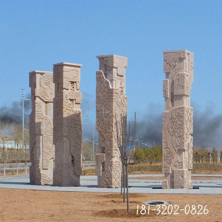 异形景观石雕龙柱 (2)