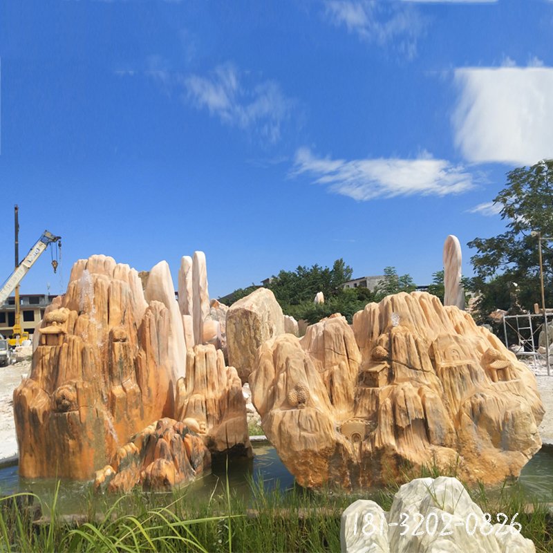 大理石假山   石雕公园景观摆件 (4)