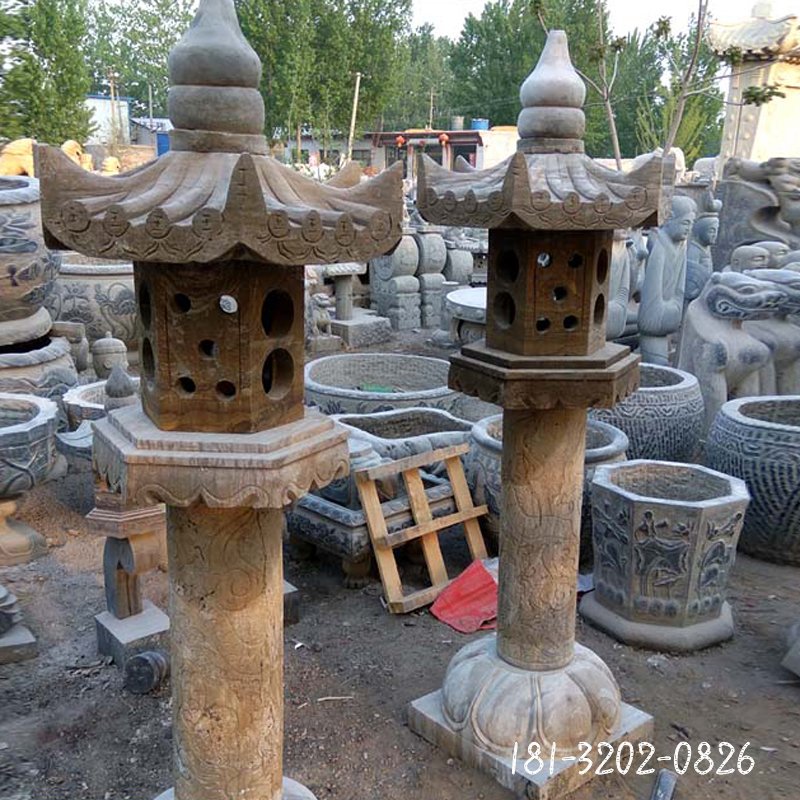 石灯大理石四角宫灯  石雕公园景观摆件