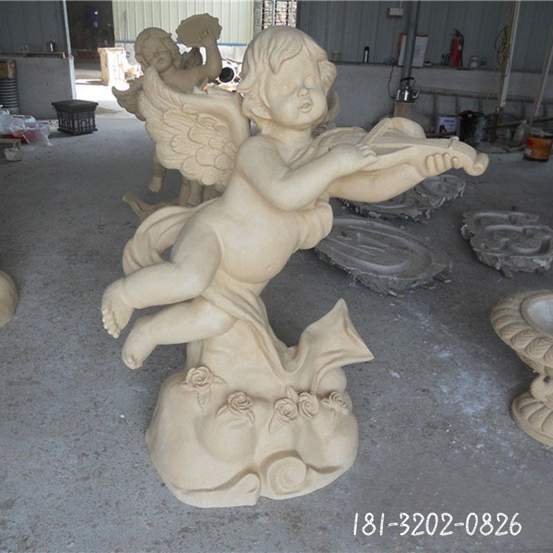 大理石天使弹琴  石雕广场景观雕塑