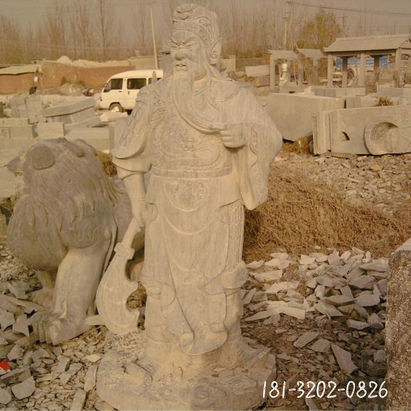 关公石雕，握刀关公石雕 (2)