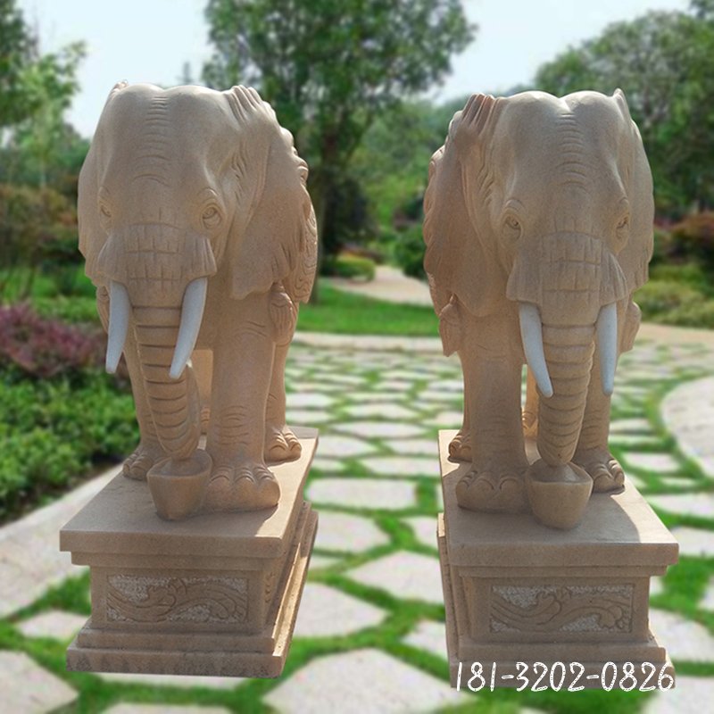 晚霞红大象石雕 (961)