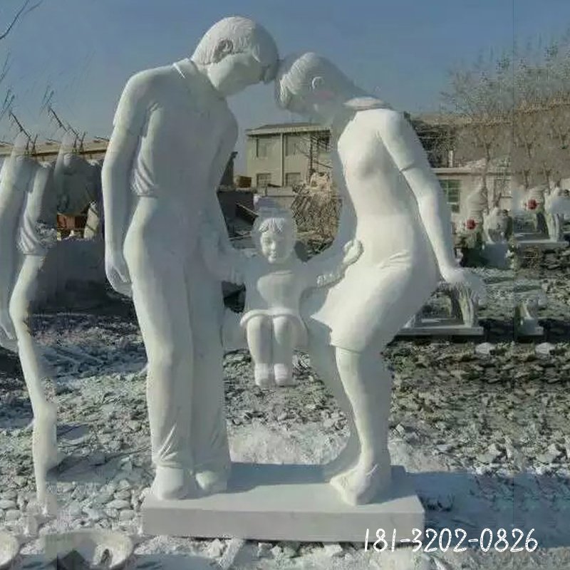 一家三口石雕，公园人物石雕