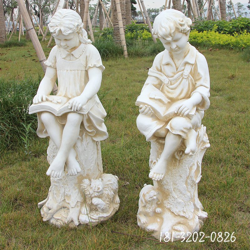 看书的西方儿童石雕公园西方人物石雕 (2)