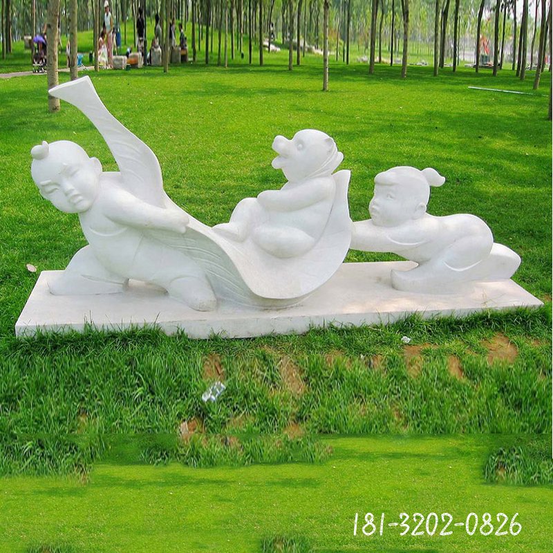 大理石玩耍  石雕公园人物摆件