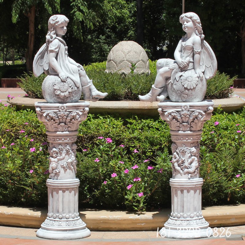汉白玉蝴蝶仙子石柱小区欧式石柱