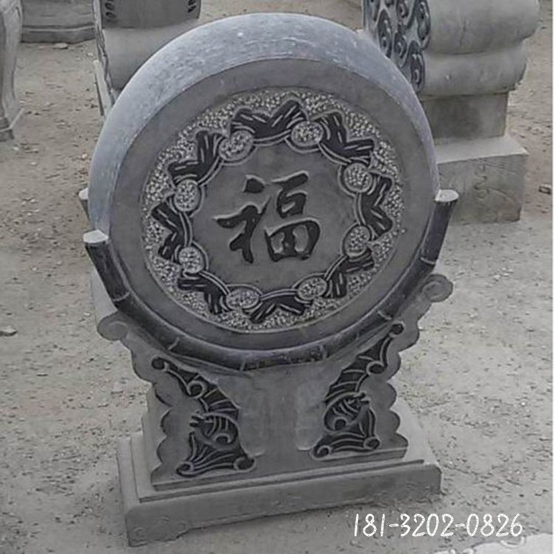 大理石福字浮雕门墩 青石仿古门口抱鼓石