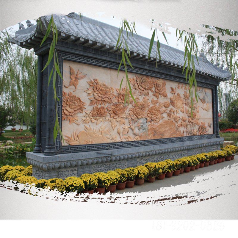 国色天香壁画浮雕，园林景观石雕 (2)